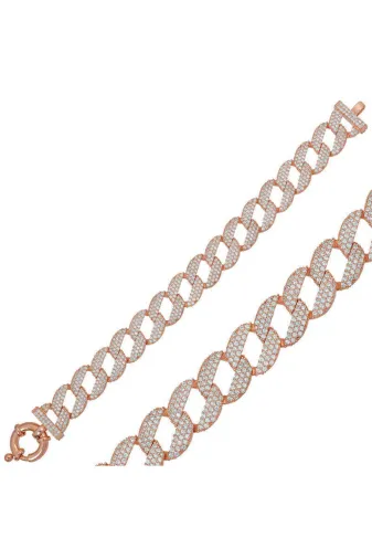 DMR Elegance DMR-GMSH-BRKD-BR11002261 Gümüş Rose Taşlı Gurmet Bileklik