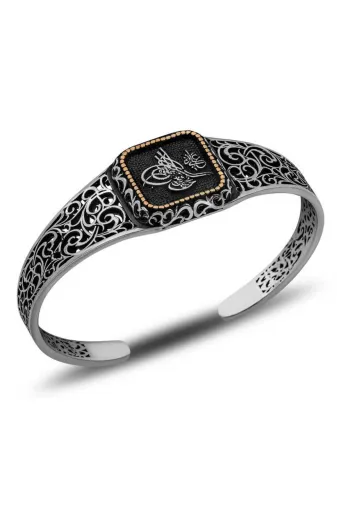 DMR Elegance DMR-GMSH-BRKD-BR11005083 Gümüş Tuğra Ayarlanabilir Kelepçe Erkek Bileklik