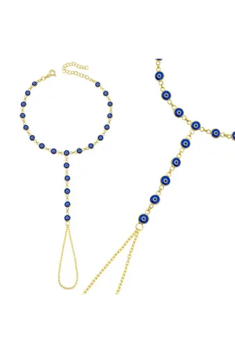 DMR Elegance DMR-GMSH-BRKD-BR11005156 Gümüş Gold Lacivert Nazar Boncuklu Şahmeran