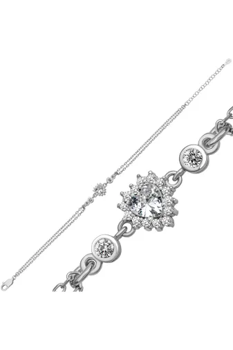 DMR Elegance DMR-GMSH-BRKD-BR11005222 Gümüş Zirkon Taşlı Kalpli Kadın Bileklik