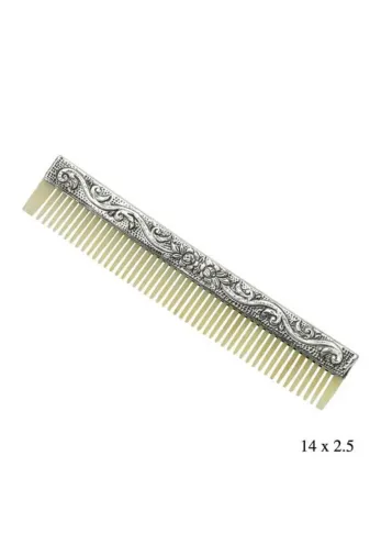 DMR Elegance DMR-GMSH-BRKD-KR2550035 Gümüş Çiçek Motifli Kemik Tarak