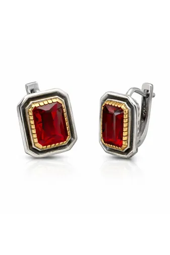 DMR Elegance GMSH-BRKD-EA11005119 Gümüş Yakut Taşlı Otantik Kadın Küpe