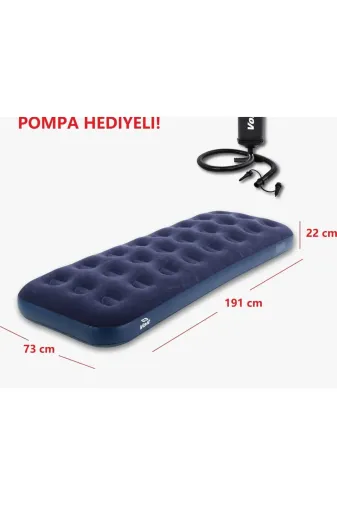 DOĞA KAMP MALZEMELERİ Tek kişilik Şişme Yatak Pompa Hediyeli
