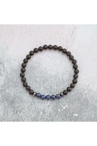 DOĞAL TAŞ CENNETİ 123ANKACEN1130 Sertifikalı Shungit - Lapis Doğal Taş Bileklik 6 Mm