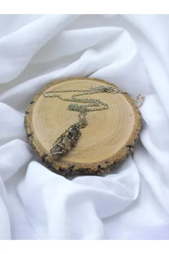 DOĞAL TAŞ CENNETİ PİRİTKOLYEUCU Pirit Taşi Doğal Taş Kolye Ucu (Sertifikali)(45Cm Zincir )
