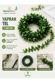 Doğalgaz Borusu Süsü 7 Metre Tel Yaprak Şerit Yapay Taç Sarmaşık Çiçek Süsü