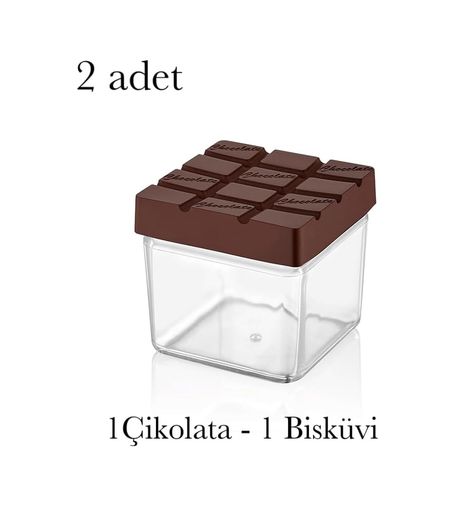 Domasnij Standart 131576791 2 Adet Bisküvi & Çikolata Saklama Kabı Gıda Saklama Kabı Bpa İçermez Mika Sert Plastik