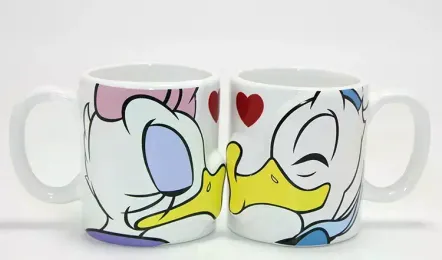 Donald Ve Daisy Duck 2'li Öpüşen Çift Kupa Bardak Seti Alk4539