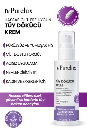 Dr.Purelux TYC2817C78FD8246DA359FB00 Tüy Dökücü Krem – Hassas Ciltlere Uygun Yumuşak Ve Konforlu Tüy Bakımı – Shea Butter&hyaluronik Asit