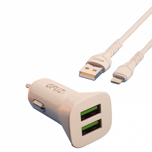 Dvip Gr011  12W Çift Usb Hızlı Araç Çakmaklık Şarjı + Lightning Kablo