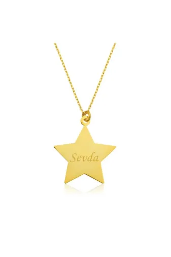 ecepazarlama PT2610806ECE Nidam Butik Gümüş Gold Kişiye Özel İsimli Yıldız Kolye