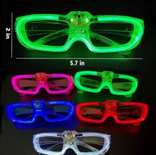 Eğlenceli Glow Efektli LED Gözlük Seti 6 Adet 5 Renk