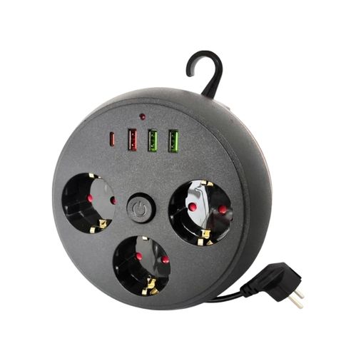 elektronikcim TKNUCZZZSARGILIAKIMKORUMA3395-3MKR Akım Korumalı Priz Usb Ve Type C Girişli 3Lü Priz 2 Metre Kablo Dayanıklı 0