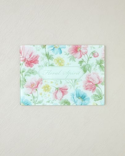 English Home floral399999 Floral Spirit Cam Kesme Tahtası 25X35 Cm Pembe - Mavi