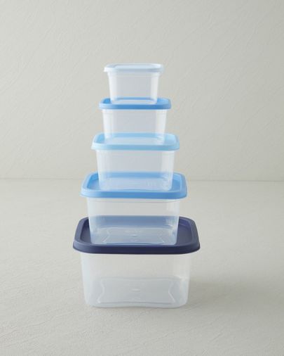 English Home keep19999 Keep Me Plastik 5'li Saklama Kabı 160-300-500-885-1500 Ml Mavi