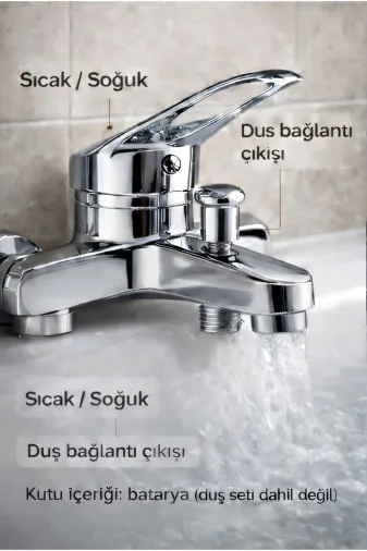 enpres 15 Banyo Bataryası (Küvet Bataryası) – Sıcak/soğuk Karıştırıcılı, Duş Çıkışlı