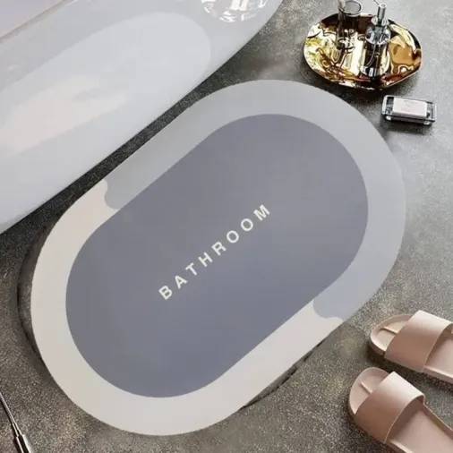 Ergonomik Oval Kaymaz Tabanlı Süper Su Emici Banyo Paspası 40 x 60 cm