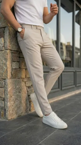 Erkek Slim Fit Dilli Kumaş Pantolon - 34 - Bej