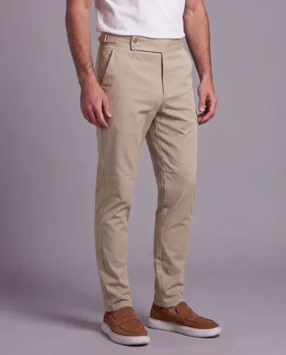 Erkek Toka Detaylı Kumaş Pantolon - 34 - Açık Krem