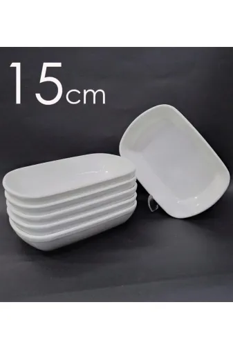 Ermiya 8692021--11--03--19 15 Adet Beyaz Melamin Kayık Tabak 15X10Cm Orta Boy Salata Tabağı Günlük Kullanıma Hesaplı Oval Tabak
