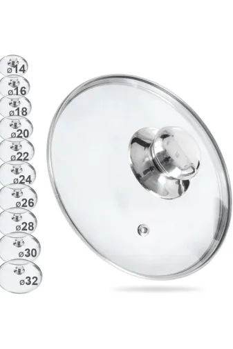 Ermiya 869318812002 Linkahome 3'lü Döküm Granit Sahan Seti Tava İçin Cam Kapak Seti 18-20-22 -3 Adet