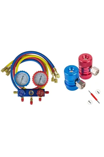 Ermiya 869852002567 2'li Manifold Seti - Otomotiv Için 150 Cm Hortumlu R134 A R22 R404 A R410 A Gaz