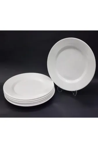 Ermiya 869CAT4P32BNQSQB98 12 Adet Beyaz Melamin Tatlı,pasta Tabağı 17Cm Sığ Tabak Günlük Kullanım Için Hesaplı Kase Altı