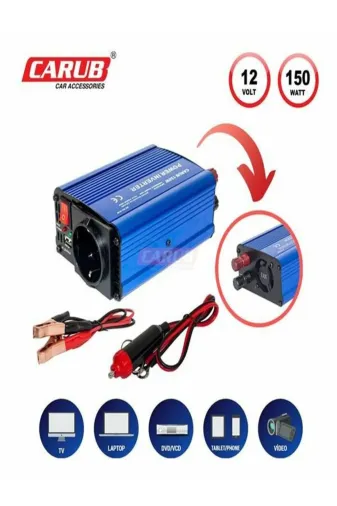 ERPİLSAN Cİ12V150BR462 Carub Invertör 12V 150W 220V Yükseltic + Usb Çıkış Br462 18 50 8505