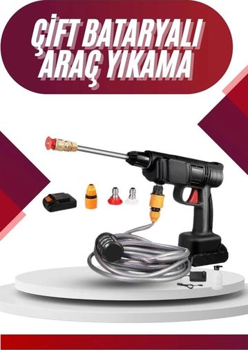 Erturkstore 125048596 Mey İthalat Oto Araba Yıkama Şarjlı Ve Yüksek Basınçlı Oto Yıkama Ve Sulama Tabancası