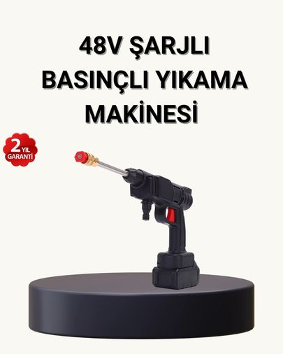 Erturkstore 125048643 Mey İthalat Taşınabilir Basınçlı Yıkama Makinesi 5M Hortumlu, Köpük Şişeli, 48V Güçlü