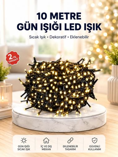 Erturkstore 125740434 Mey İthalat Uzun Ömürlü Led Teknolojili 10 Metre Şık Işıklı Süsleme Seti