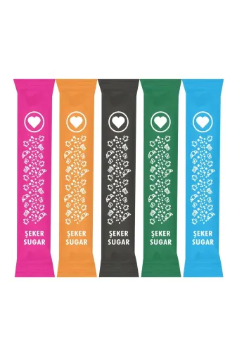 Espak 141252232222 Stick Şeker Toz Şeker 3 Gr Renkli 2000 Adet 6 Kg