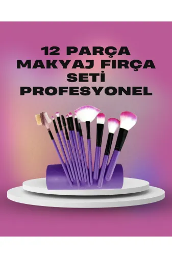 Ethab Giyim GLST7447-6590 12 Parça Yumuşak Kıllı Makyaj Fırçası Seti Yüz Ve Göz Makyajına Uygun Prof - Glst7447-659