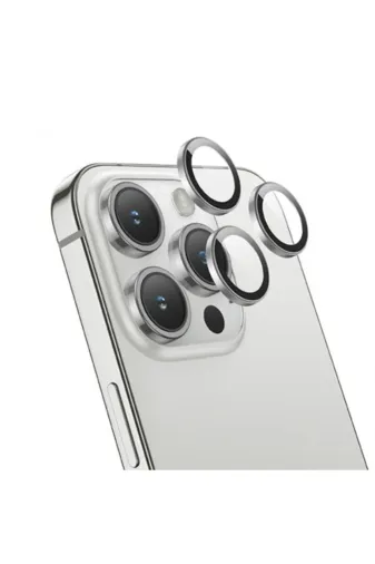 Ethab Giyim GLST9008-4140 Hoco Crystal Clear Iphone 15 Pro-15 Pro Max Hd 3D Metal Çerçeveli Kamera Koruyucu - Glst9008-414