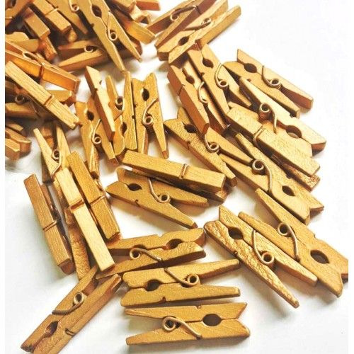 ETT 562741425835 100'lü Gold Ahşap Mandal 2.5Cm (10'lu Paket-1000 Adet)