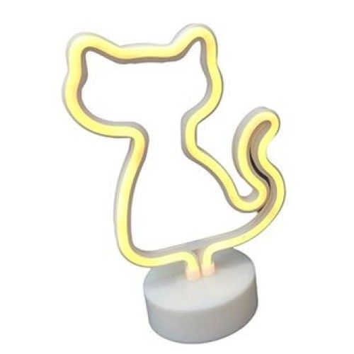 ETT 562741425916 Neon Işıklı Kedi Lamba Pil+Usb Pembe Işık