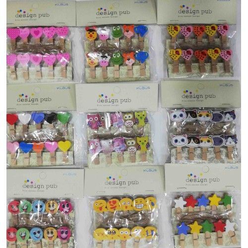 ETT 562741426272 10'lu Şekilli Ahşap Mandallar 3.5Cm (10'lu Set-10 Paket)