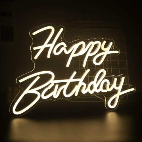 evimdeyokyok TrLat0MH004K-SST-1004-BLNCC Happy Bırthday Yazılı Neon Led Çok Renkli