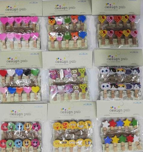 evimdeyokyok TrLat0MH004K-SST-742-BLNCC 10'lu Şekilli Ahşap Mandallar 3.5Cm 10'lu Set-10 Paket Çok Renkli