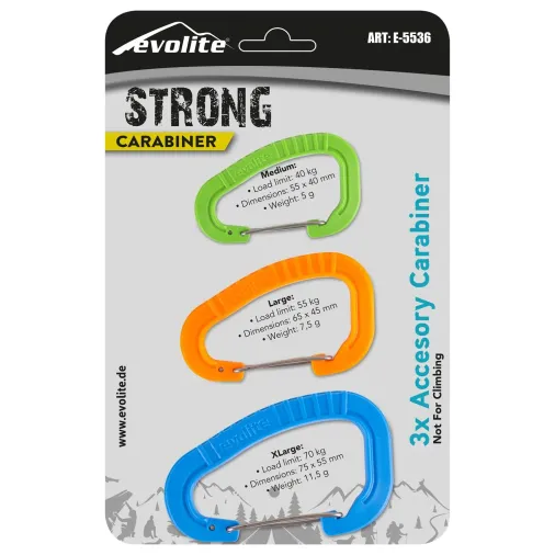 Evolite Strong 3'lü Karabina Seti/Kamp ve Outdoor Klips