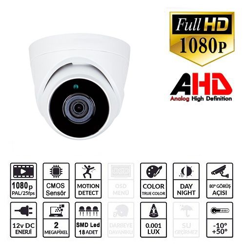 Ezcool EZ-5120HD 2MP 2.8 mm Lens AHD Dome Kamera