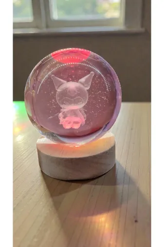 FAMEMUS ACCESSORY 2132qeqwe324132r Kuromi Cam Küre Rgb Işıklı