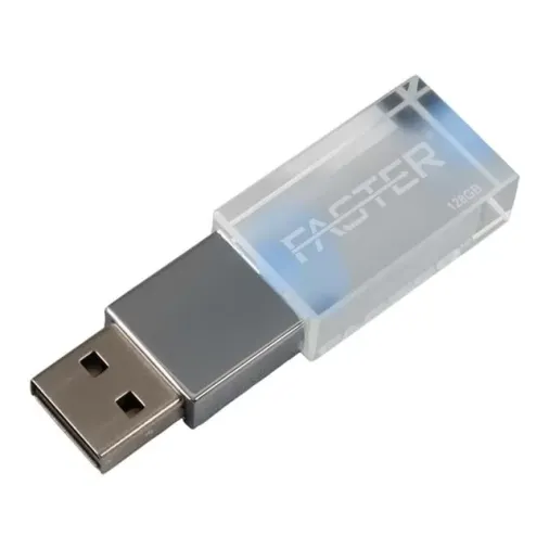 Faster 128 Gb Mimi Serisi Usb 3.0 Yüksek Hızlı Mavi Işıklı Metal Flash Bellek