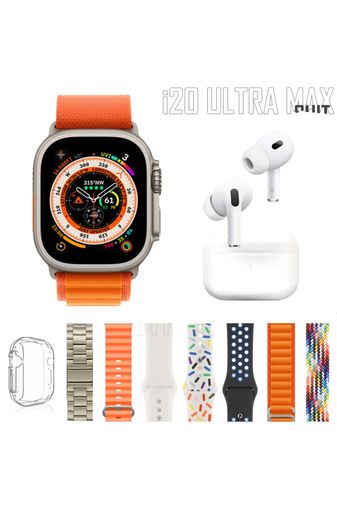 FİOPLUS Fioplus İ20 Ultra Max Suit Akıllı Saat Kulaklık 7 Kordon Saat Kasa Koruma Set