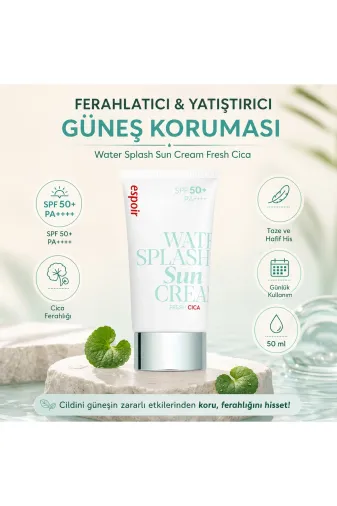 Fresh Cica Water Splash Sun Cream SPF50+ PA++++ - Rahatlatıcı Su Bazlı Güneş Kremi 60 ml
