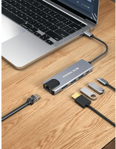 Fulltech Fh20 5-In-1 Usb-C Çoklayıcı Adaptör 100W Pd Hızlı Şarj 4K Hdmi Ethernet 2X Usb 3.0