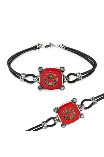 FUMEYABİ GMSH-BR0460760 Gümüş Ay Yıldız Erkek Bileklik