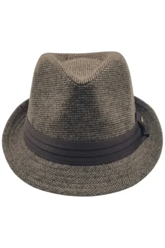 GŞ0026 Kadın Lüks Trilby Desenli Kaşe Fötr Şapka