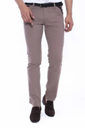 Gabardin Kumaş Bej Erkek Pantolon - Wessi