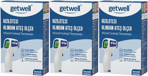 Getwell Ateş Ölçer Kızıl Ötesi Alından - Temassız - Uzaktan (Yetişkin & Bebek & Çocuk) (3 Lü Set)